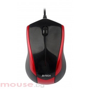 Мишка A4Tech N-400-2 V-Track PADLESS, черна с червено, USB